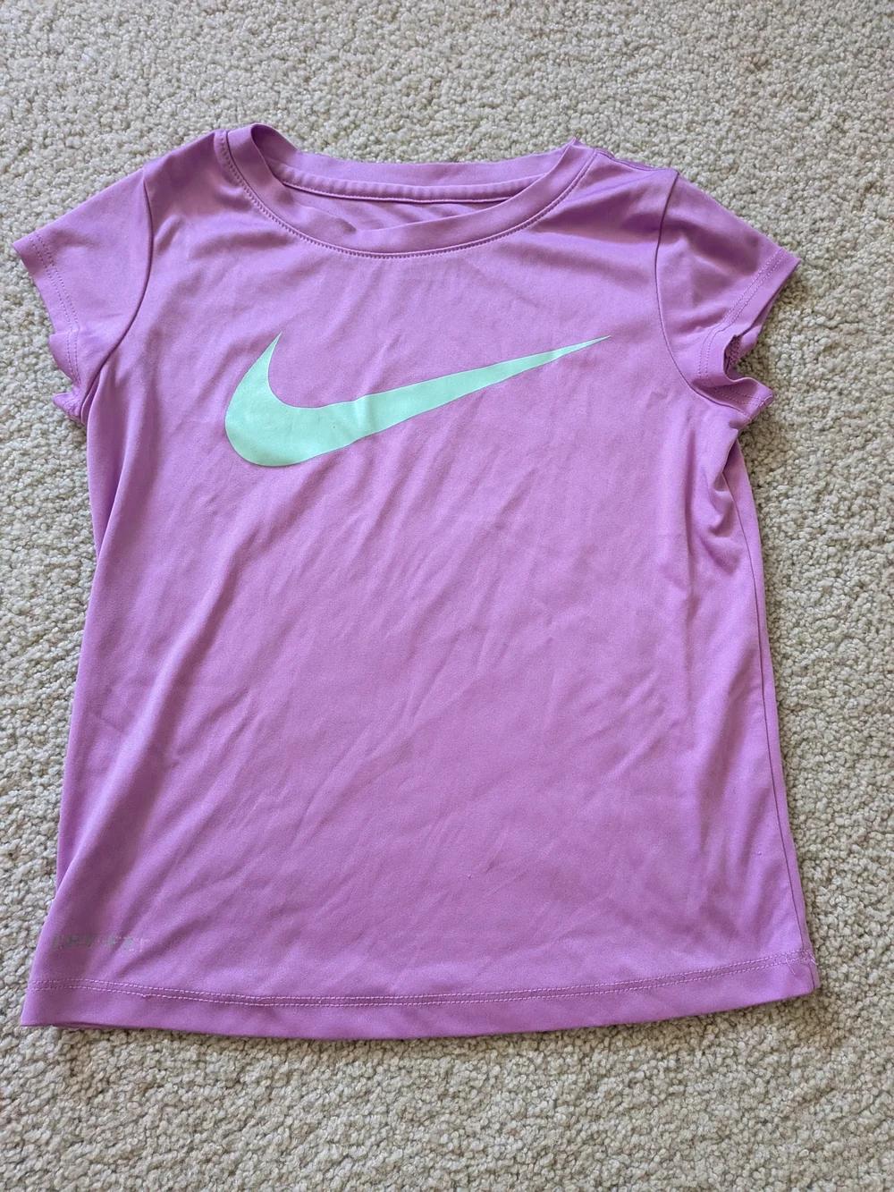 Nike Girls' Lavender Pink Short Sleeve Tee with Mint Swoosh